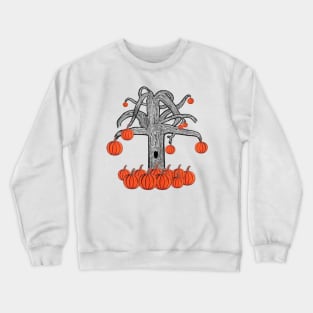 Simple Dark Tree With Pumpkins, Spooky Tree With Pumpkins (Light Brown) Crewneck Sweatshirt